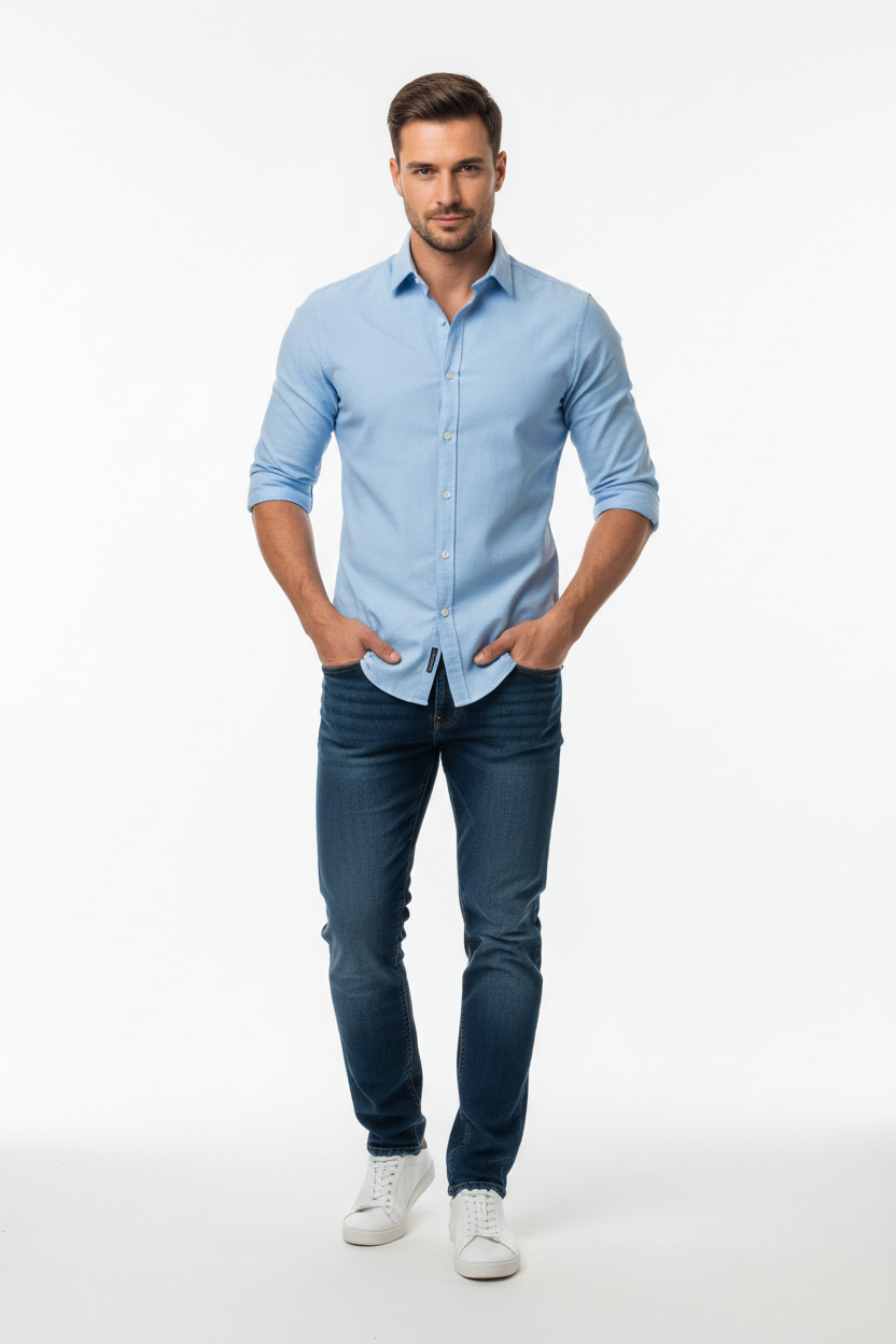 Men's Slim Fit Casual Shirt - Model Front